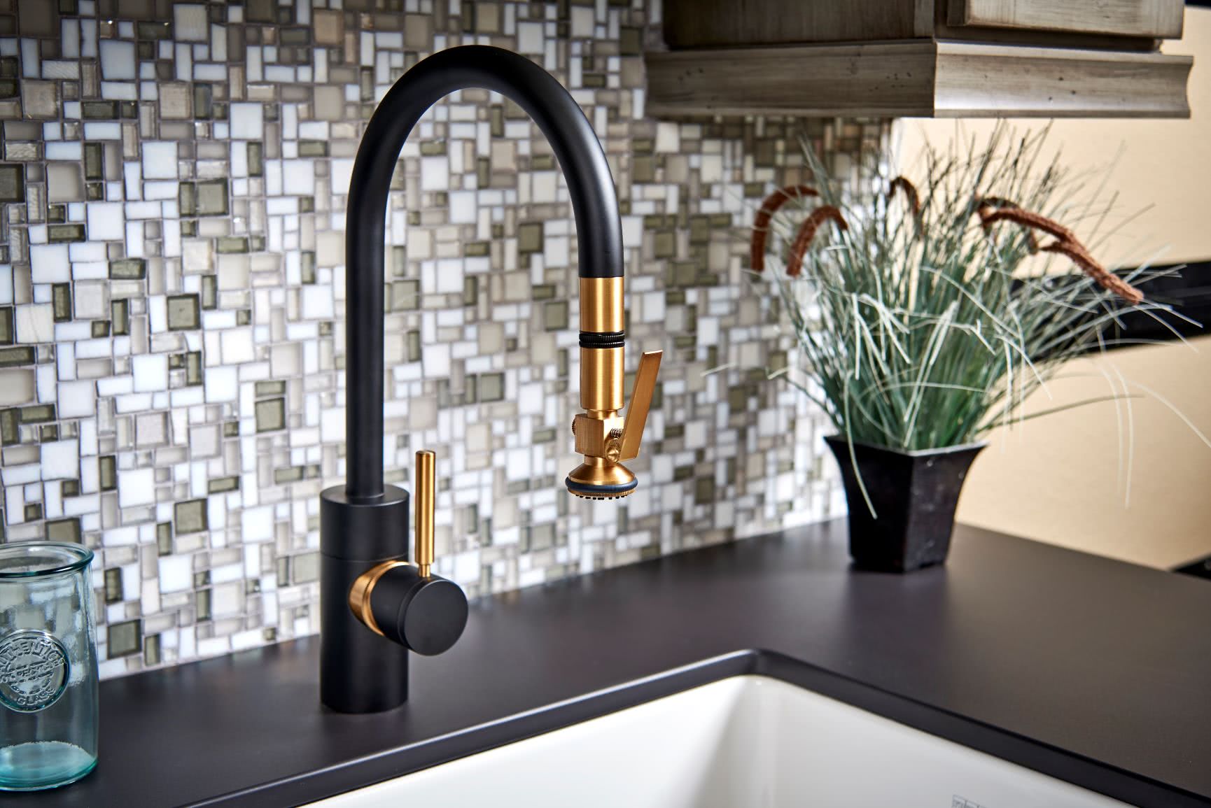 New Waterstone Faucets Finishes Personalize Kitchen Designs KB Resource   Waterstone Contemporary PLP Split Finish 